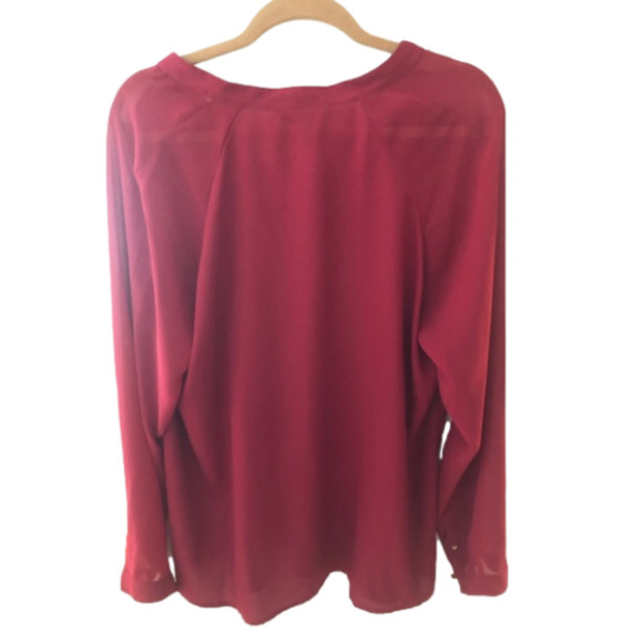 Long Tall Sally Semi-sheer Burgundy Blouse - Picture 2 of 4